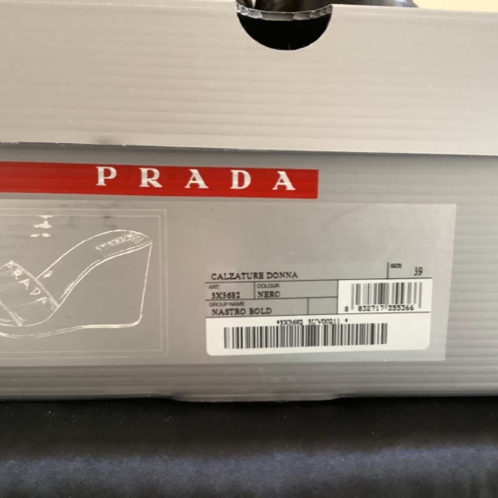 Prada Linnea Rosa Black Size 9(39) Wedge Sandal - Picture 2 of 9